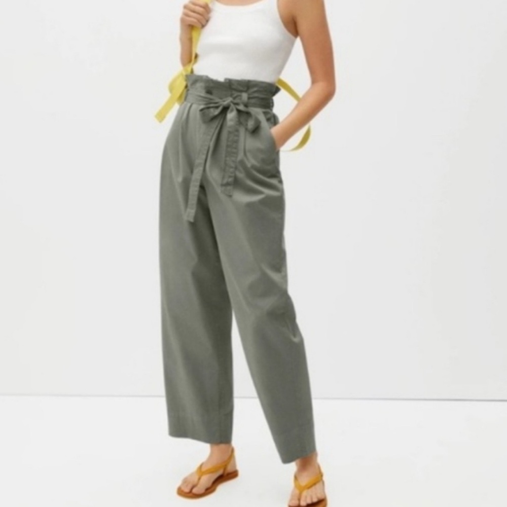 Everlane Thyme Green Paperbag Pants Organic Cotton Size Large